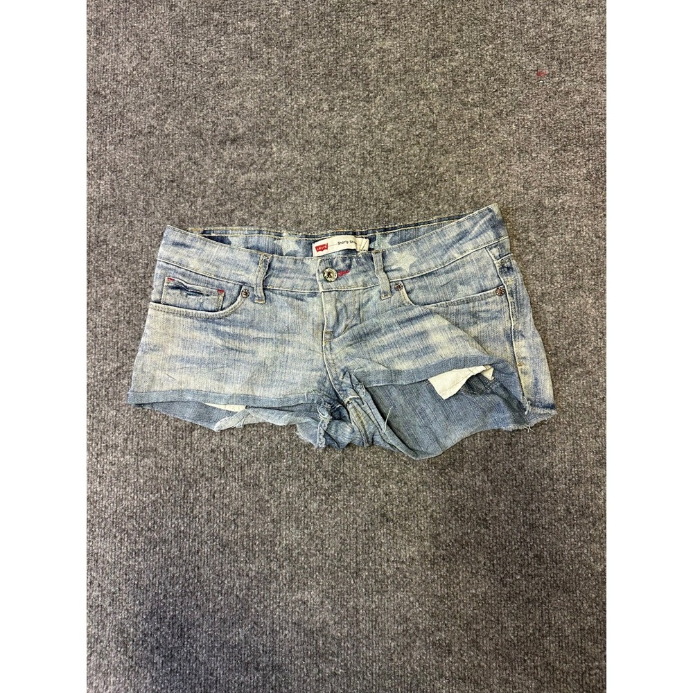 Levi's Shorts Womens Size 3 Light Blue Star Pattern Ramie Cotton Shorty Short